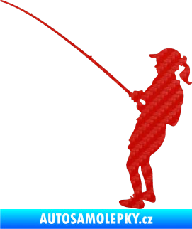 Samolepka Rybář 005 levá 3D karbon červený