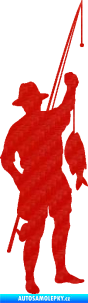 Samolepka Rybář 012 pravá 3D karbon červený