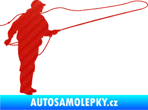 Samolepka Rybář 013 pravá 3D karbon červený