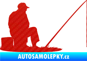Samolepka Rybář 014 pravá 3D karbon červený