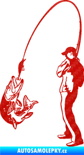 Samolepka Rybář 016 levá 3D karbon červený