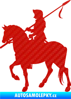 Samolepka Rytíř na koni levá 3D karbon červený