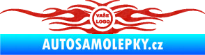 Samolepka Samolepka na zadní sklo plameny se znakem 3D karbon červený