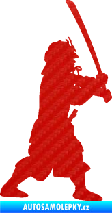 Samolepka Samuraj 001 pravá 3D karbon červený