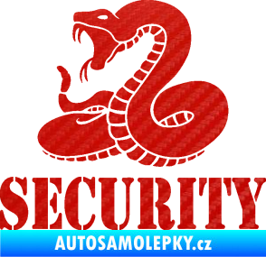 Samolepka Security hlídáno - levá had 3D karbon červený