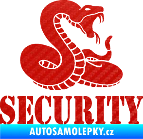 Samolepka Security hlídáno - pravá had 3D karbon červený