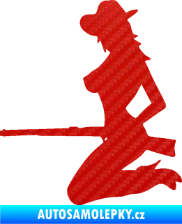 Samolepka Sexy country girl levá 3D karbon červený