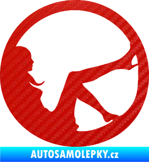 Samolepka Sexy lady 003 pravá v kruhu 3D karbon červený
