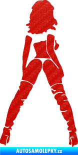 Samolepka Sexy žena a vysoké kozačky pravá 3D karbon červený
