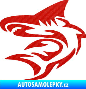 Samolepka Shark 002 levá 3D karbon červený