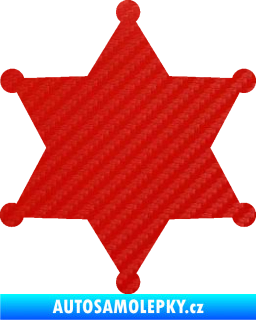 Samolepka Sheriff 002 hvězda 3D karbon červený