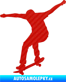 Samolepka Skateboard 011 levá 3D karbon červený