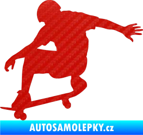 Samolepka Skateboard 012 levá 3D karbon červený