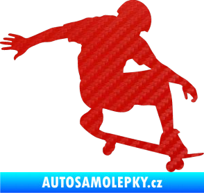Samolepka Skateboard 012 pravá 3D karbon červený