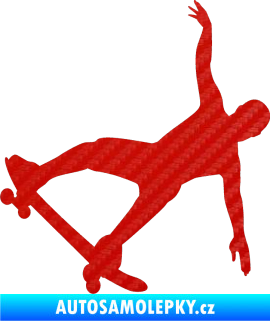 Samolepka Skateboard 013 levá 3D karbon červený