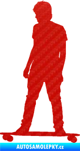 Samolepka Skateboard 015 levá 3D karbon červený