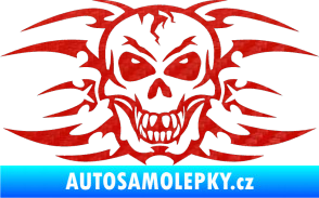 Samolepka Skeleton - lebka 3D karbon červený