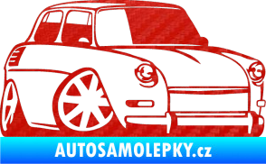 Samolepka Škoda 1000 karikatura pravá 3D karbon červený