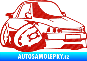 Samolepka Škoda 120 karikatura pravá 3D karbon červený