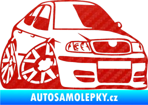 Samolepka Škoda Octavia karikatura pravá 3D karbon červený