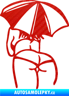 Samolepka Slečna s deštníkem levá 3D karbon červený