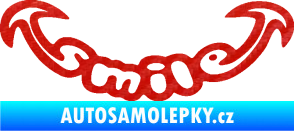 Samolepka Smile úsměv 3D karbon červený