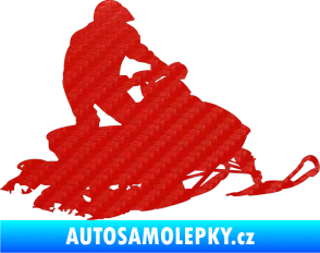 Samolepka Sněžný skútr 001 pravá 3D karbon červený