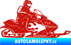 Samolepka Sněžný skútr pravá 3D karbon červený