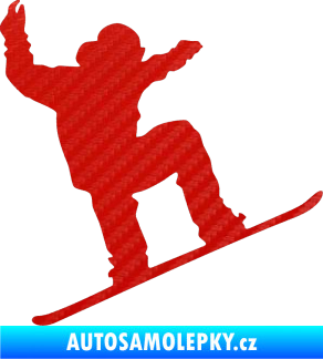 Samolepka Snowboard 003 pravá 3D karbon červený