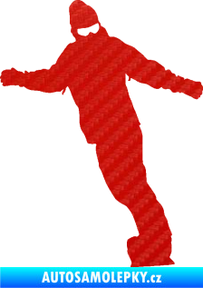 Samolepka Snowboard 031 pravá 3D karbon červený