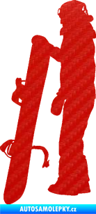 Samolepka Snowboard 032 levá 3D karbon červený