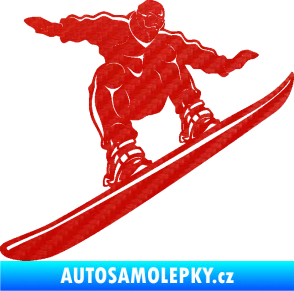 Samolepka Snowboard 038 pravá 3D karbon červený