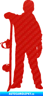 Samolepka Snowboard 039 levá 3D karbon červený