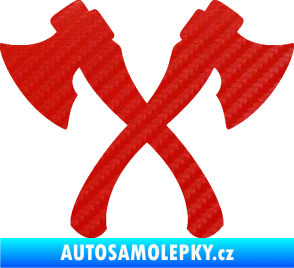 Samolepka Spojené sekery 3D karbon červený