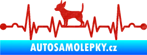 Samolepka Srdeční tep 006 levá čivava 3D karbon červený