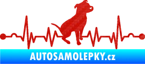 Samolepka Srdeční tep 007 pravá pitbull 3D karbon červený
