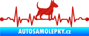 Samolepka Srdeční tep 008 pravá pes bulteriér 3D karbon červený