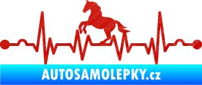 Samolepka Srdeční tep 010 levá  koník 3D karbon červený
