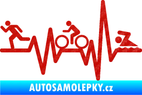 Samolepka Srdeční tep 012 levá triatlon 3D karbon červený