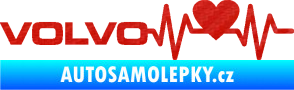 Samolepka Srdeční tep 021 levá Volvo srdcem 3D karbon červený