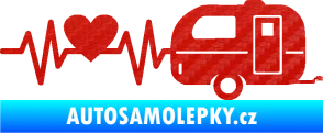 Samolepka Srdeční tep 030 pravá kempování 3D karbon červený