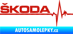 Samolepka Srdeční tep 034 levá Škoda 3D karbon červený