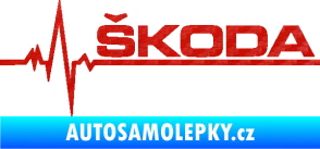 Samolepka Srdeční tep 034 pravá Škoda 3D karbon červený