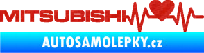 Samolepka Srdeční tep 082 levá Mitsubishi 3D karbon červený