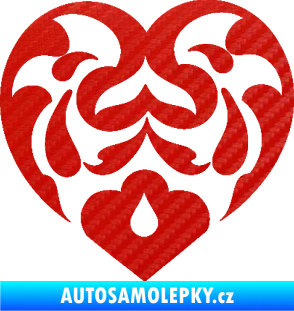 Samolepka Srdíčko 007 3D karbon červený