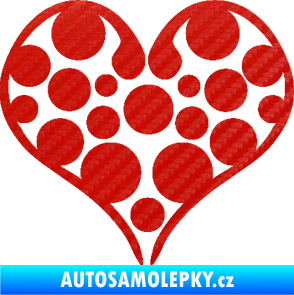 Samolepka Srdíčko 008 3D karbon červený