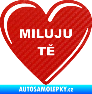 Samolepka Srdíčko 015 miluju tě 3D karbon červený
