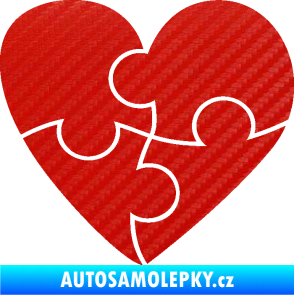 Samolepka Srdíčko 018 pravá puzzle 3D karbon červený