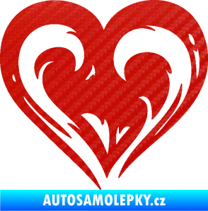 Samolepka Srdíčko 021 levá 3D karbon červený