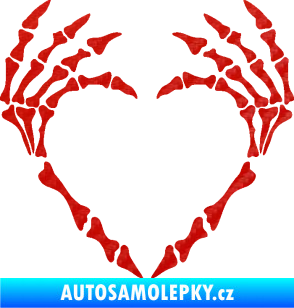 Samolepka Srdíčko z kostí 3D karbon červený